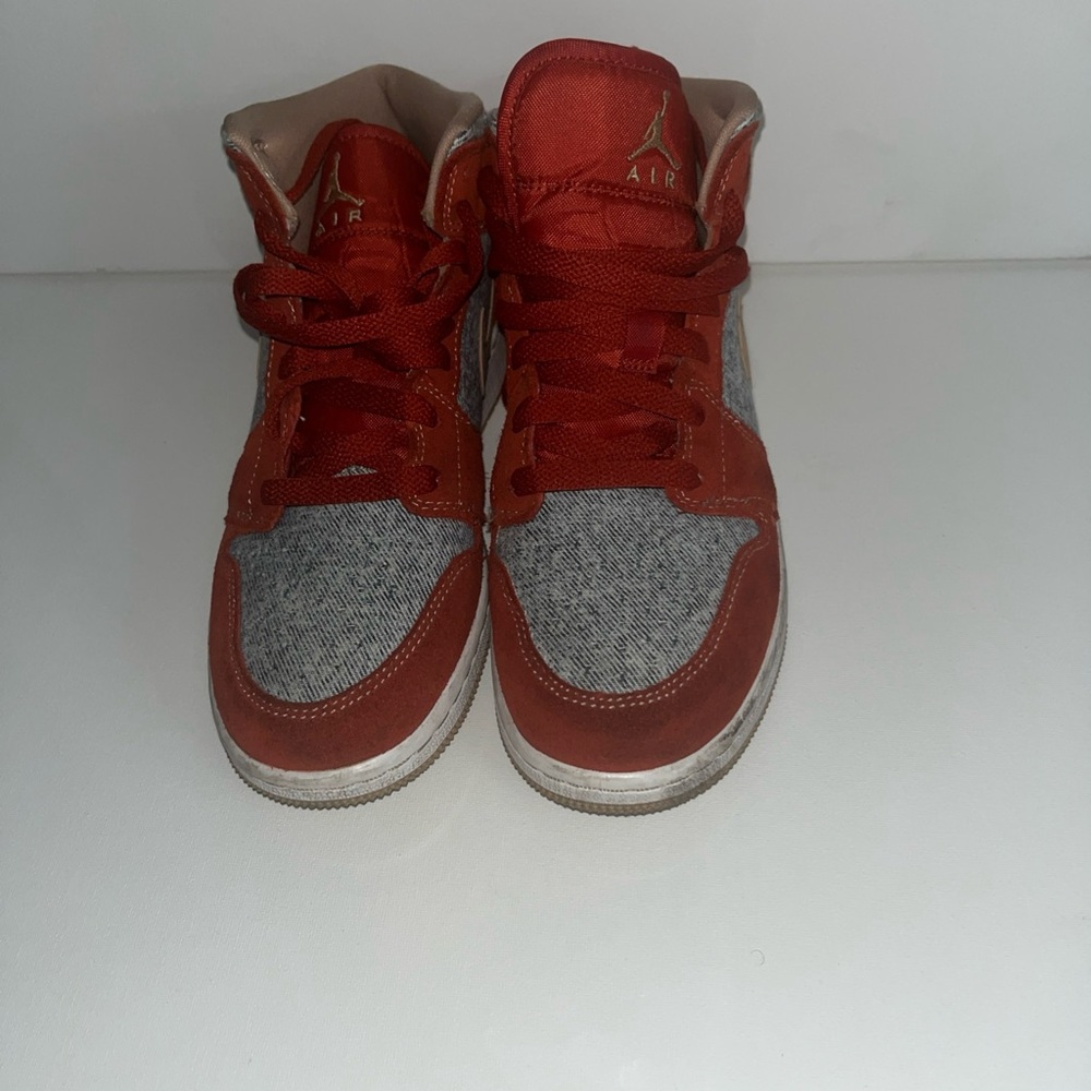 Jordan Red and Gray High-Top Sneakers Classic Design